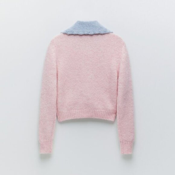 Zara Cardigan with Contrasting Collar - Picture 2 of 9